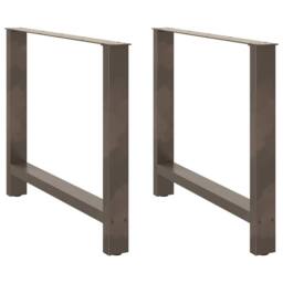Berkfield Home Modern Coffee Table Legs Natural Steel 2 pcs 100x(72-73) cm Steel in Grey - thumbnail 2