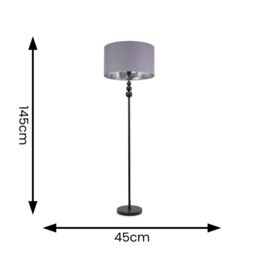 ValueLights Marissa Grey & Metallic Chrome Shade with Black Stacked Ball Floor Lamp - thumbnail 5
