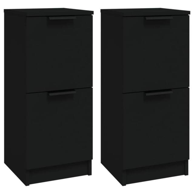 Berkfield Home Sideboards 2 pcs Black 30x30x70 cm Engineered Wood - Size: 30 x 30 x 70 cm - image 1