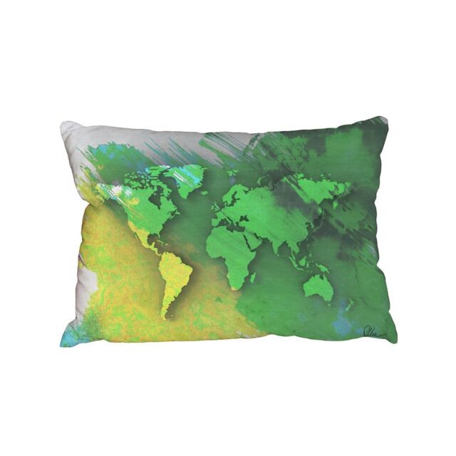 Benjamin Tate Design Cushions - MF World map yellow & green (Cushion)