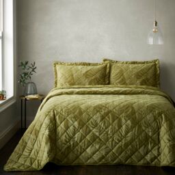 Portfolio Home Woburn Botanical Quilted Bedspread Pillow Shams Throw Set 254 x 254cm in Green - Size: 250 cm x 250 cm - thumbnail 1
