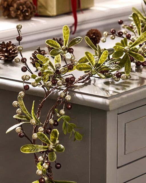 Dibor Copper Mistletoe Light Up Xmas Table Decoration Christmas Garland 1.6m - Size: Large - image 1
