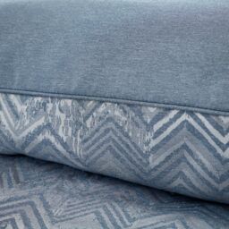 Portfolio Home Antibes Chevron Waves Duvet Cover Set Quilt with Pillowcase in Blue - Size: Double - thumbnail 2