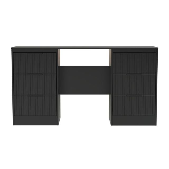 Ready Assembled 2 U Denver 6 Drawer Kneehole Desk (Ready Assembled) in True Black - image 1