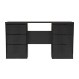 Ready Assembled 2 U Denver 6 Drawer Kneehole Desk (Ready Assembled) in True Black