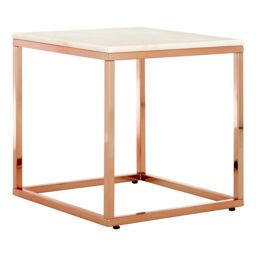Orsina Square Black Marble End Table, Chrome Metal Base with Reflective Finish, Contemporary Table for Living Room in Gold - thumbnail 2