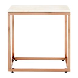 Orsina Square Black Marble End Table, Chrome Metal Base with Reflective Finish, Contemporary Table for Living Room in Gold - thumbnail 1