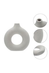 Living and Home Nordic Style Circular Donut With Hollow Design Circular Vase Medium in White - thumbnail 3