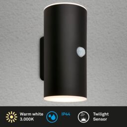 BRILONER Sensor Black 2x6W Battery Powered LED Outdoor Wall Light - thumbnail 3
