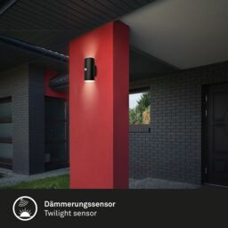 BRILONER Sensor Black 2x6W Battery Powered LED Outdoor Wall Light - thumbnail 6