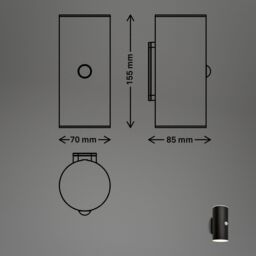 BRILONER Sensor Black 2x6W Battery Powered LED Outdoor Wall Light - thumbnail 9