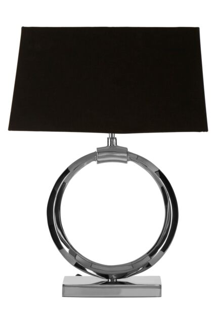 Orsina Modern Black & Silver Table Lamp with Crescent Ring Base, High Gloss Nickel Finish Stainless Steel Lamp - image 1
