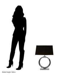Orsina Modern Black & Silver Table Lamp with Crescent Ring Base, High Gloss Nickel Finish Stainless Steel Lamp - thumbnail 5