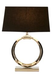 Orsina Modern Black & Silver Table Lamp with Crescent Ring Base, High Gloss Nickel Finish Stainless Steel Lamp - thumbnail 2