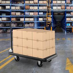 Gymax Folding Push Cart Dolly Platform Hand Truck 360° Swivel Wheels 400KG in Black - thumbnail 5