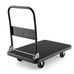 Gymax Folding Push Cart Dolly Platform Hand Truck 360° Swivel Wheels 400KG in Black - thumbnail 3