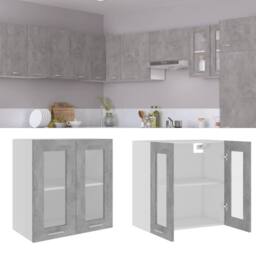 Berkfield Home Hanging Glass Cabinet Concrete Grey 60x31x60 cm Engineered Wood - Size: 60 x 31 x 60 cm - thumbnail 1