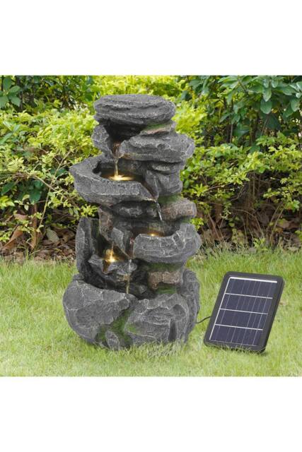 Living and Home Outdoor Rock Waterfall Fountain with LED Lights in Natural - image 1
