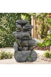 Living and Home Outdoor Rock Waterfall Fountain with LED Lights in Natural - thumbnail 2