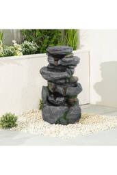 Living and Home Outdoor Rock Waterfall Fountain with LED Lights in Natural - thumbnail 3