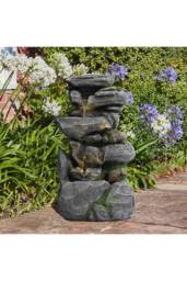 Living and Home Outdoor Rock Waterfall Fountain with LED Lights in Natural - thumbnail 4