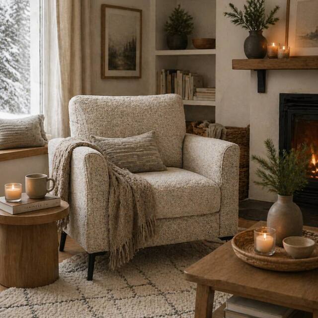 Wyld Haus Rapara Linen Look Beige Accent Armchair Black Metal Legs - image 1