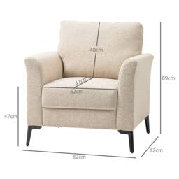 Wyld Haus Rapara Linen Look Beige Accent Armchair Black Metal Legs - thumbnail 3
