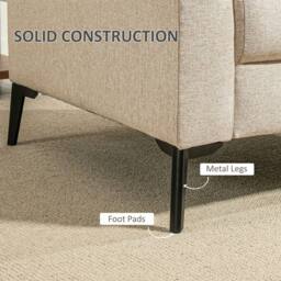 Wyld Haus Rapara Linen Look Beige Accent Armchair Black Metal Legs - thumbnail 5