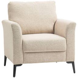 Wyld Haus Rapara Linen Look Beige Accent Armchair Black Metal Legs - thumbnail 2