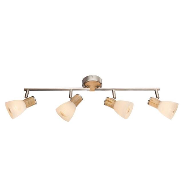 Netlighting Gylfi Ceiling Spotlight Bar Nickel Matt Opal Glass Shade 4x E14 in Grey - image 1