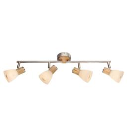 Netlighting Gylfi Ceiling Spotlight Bar Nickel Matt Opal Glass Shade 4x E14 in Grey