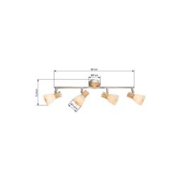 Netlighting Gylfi Ceiling Spotlight Bar Nickel Matt Opal Glass Shade 4x E14 in Grey - thumbnail 3