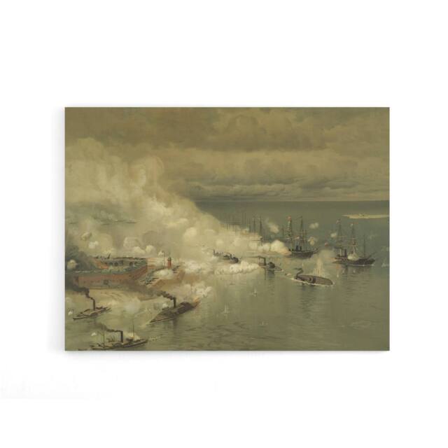 "Artery8 Battle Mobile Bay USA Civil War Canvas Wall Art Print in Beige - Size: W18"" x H24""" - image 1