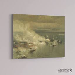 "Artery8 Battle Mobile Bay USA Civil War Canvas Wall Art Print in Beige - Size: W18"" x H24""" - thumbnail 2