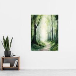 "Artery8 Sage Green Springtime By Kath Raymond Forest Trees Soft & Dreamy Watercolour Painting Extra Large XL Wall Art Poster Print - Size: W24"" x H32""" - thumbnail 4