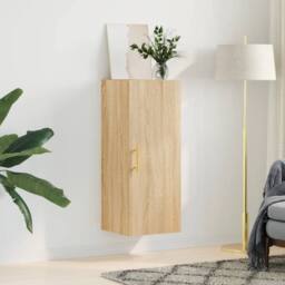 Berkfield Home Wall Mounted Cabinet Sonoma Oak 34.5x34x90 cm in Light Brown - thumbnail 3