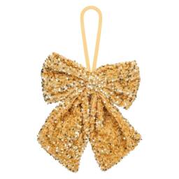 VFM e-Store Christmas Sequins Bow Hanging Decoration 30cm x 22cm Gold X 1 - Size: 30 cm x 22 cm