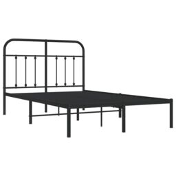 Berkfield Home Metal Bed Frame with Headboard Black 120x190 cm Small Double - thumbnail 5