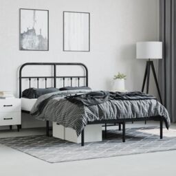 Berkfield Home Metal Bed Frame with Headboard Black 120x190 cm Small Double - thumbnail 4