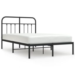 Berkfield Home Metal Bed Frame with Headboard Black 120x190 cm Small Double - thumbnail 2