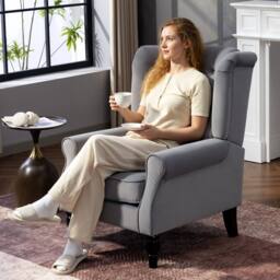 HOMCOM Accent Armchair Home Furniture Retro Tufted Club Fabric Light Grey - Size: 1 Seater