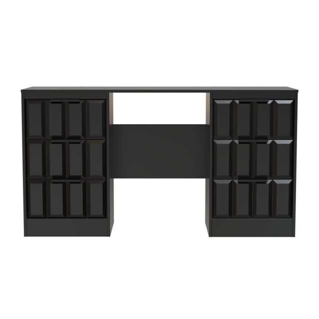 Ready Assembled 2 U Seattle 6 Drawer Kneehole Desk (Ready Assembled) in True Black - image 1