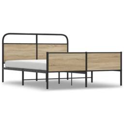 Berkfield Home Metal Bed Frame without Mattress Smoked Oak 180x200 cm Super King in Brown - thumbnail 3