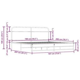 Berkfield Home Metal Bed Frame without Mattress Smoked Oak 180x200 cm Super King in Brown - thumbnail 9