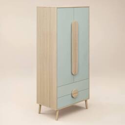 Flair Noah 2 Door Wardrobe with 2 Drawers Oak in Green - thumbnail 6