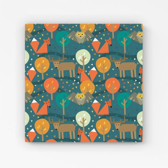 "Warren Reed - Designer Wild Nightlife Canvas in Green - Size: W16"" x H16""" - image 1