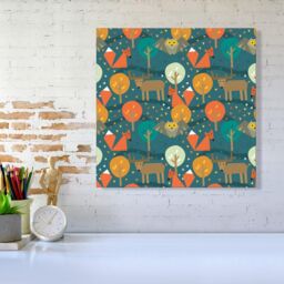 "Warren Reed - Designer Wild Nightlife Canvas in Green - Size: W16"" x H16""" - thumbnail 2