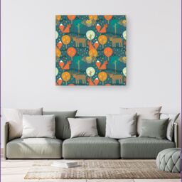 "Warren Reed - Designer Wild Nightlife Canvas in Green - Size: W16"" x H16""" - thumbnail 4