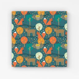 "Warren Reed - Designer Wild Nightlife Canvas in Green - Size: W16"" x H16""" - thumbnail 1