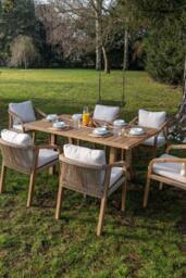 Harbour Lifestyle Quay 6 Seat Rectangular Dining Set in Linen in Light Beige